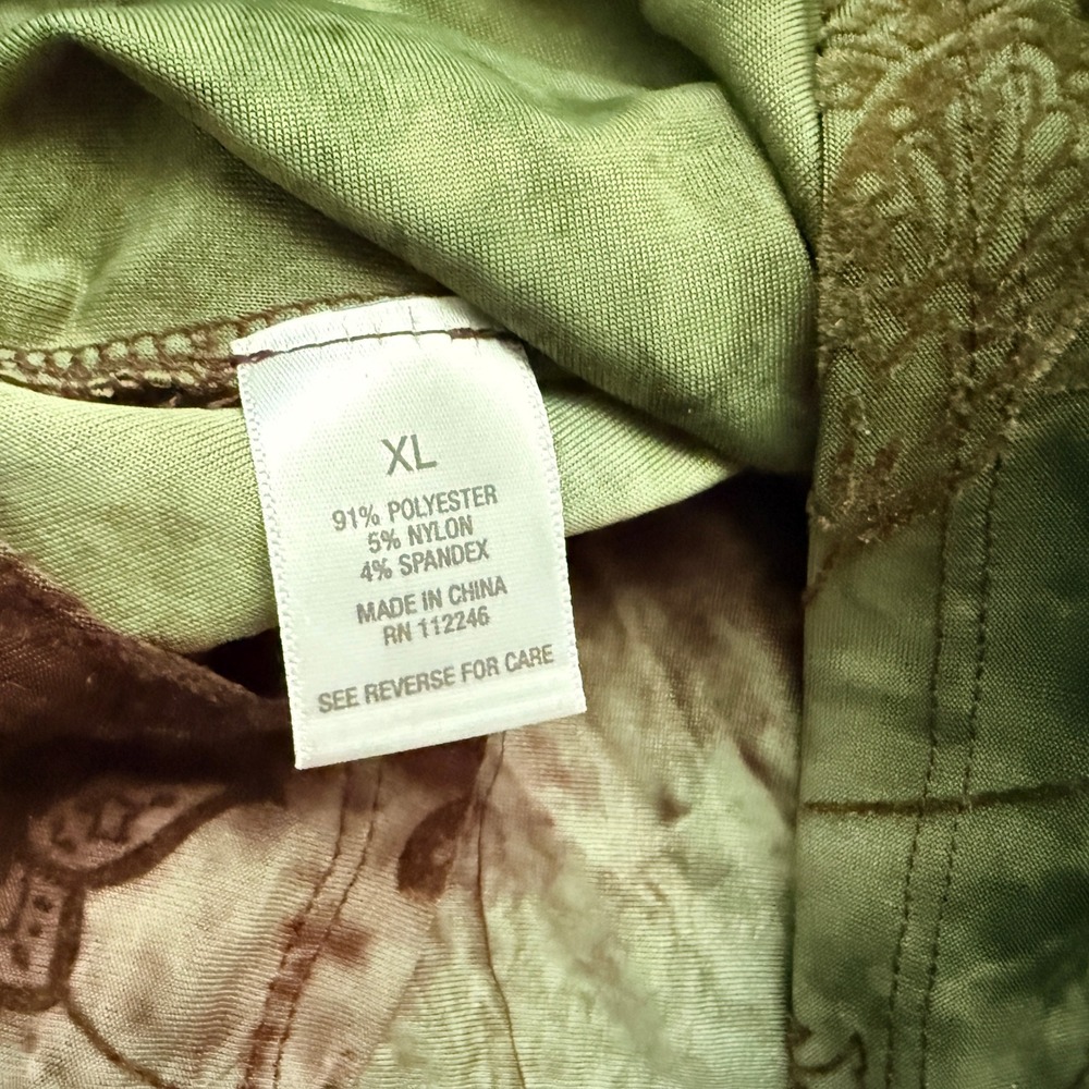 Dressbarn Vintage Whimsigoth Women Burnout Paisley Lace Tank Top,Green Brown, XL - Picture 11 of 11